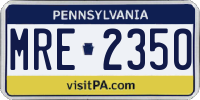 PA license plate MRE2350