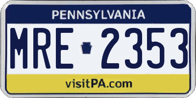 PA license plate MRE2353