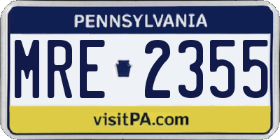 PA license plate MRE2355