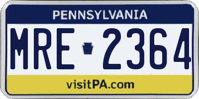PA license plate MRE2364