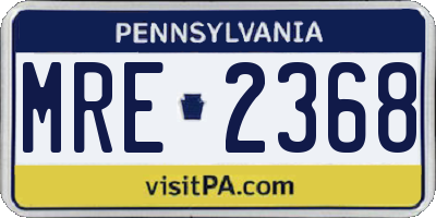 PA license plate MRE2368