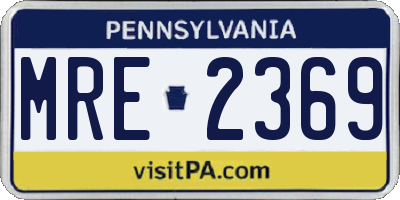 PA license plate MRE2369