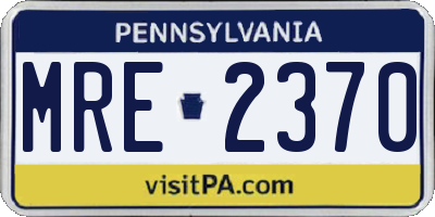 PA license plate MRE2370