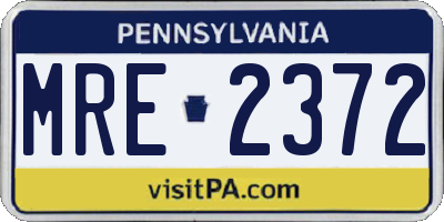 PA license plate MRE2372