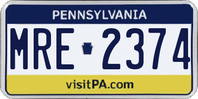 PA license plate MRE2374
