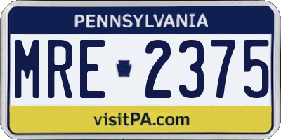 PA license plate MRE2375