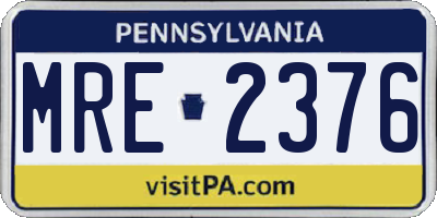 PA license plate MRE2376