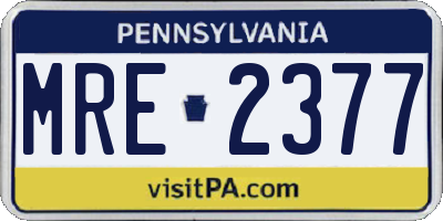 PA license plate MRE2377