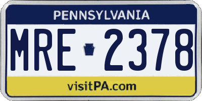 PA license plate MRE2378