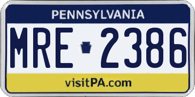 PA license plate MRE2386