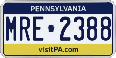 PA license plate MRE2388