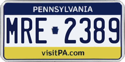 PA license plate MRE2389