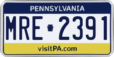 PA license plate MRE2391