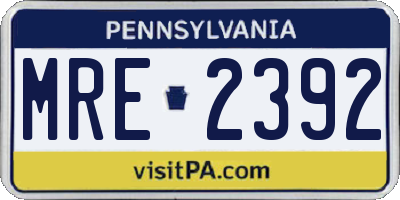 PA license plate MRE2392