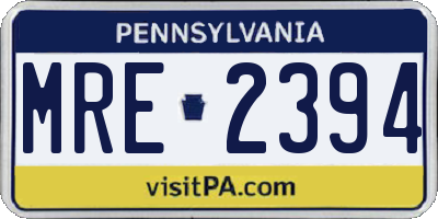 PA license plate MRE2394