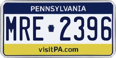 PA license plate MRE2396