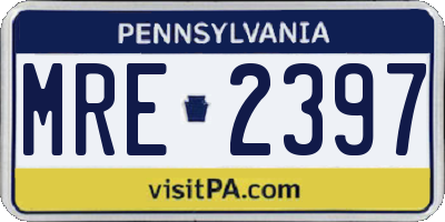PA license plate MRE2397