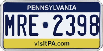PA license plate MRE2398