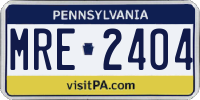 PA license plate MRE2404