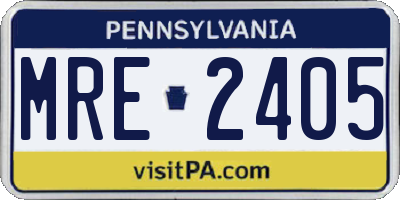 PA license plate MRE2405