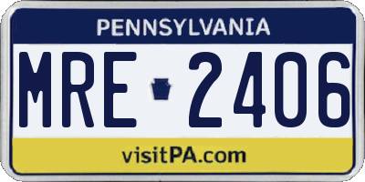 PA license plate MRE2406