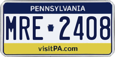 PA license plate MRE2408