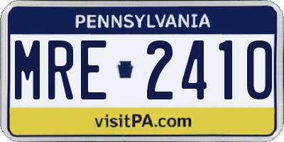 PA license plate MRE2410