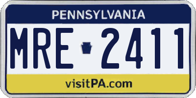 PA license plate MRE2411