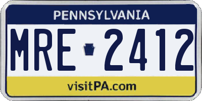 PA license plate MRE2412