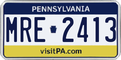PA license plate MRE2413