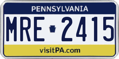 PA license plate MRE2415
