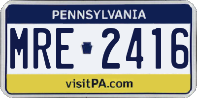 PA license plate MRE2416