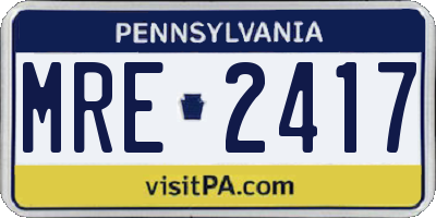 PA license plate MRE2417