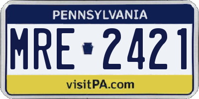 PA license plate MRE2421