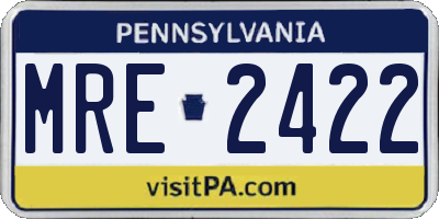 PA license plate MRE2422