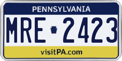 PA license plate MRE2423
