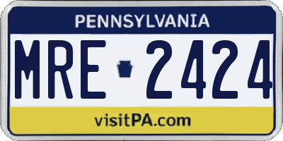 PA license plate MRE2424
