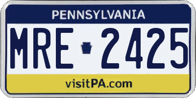 PA license plate MRE2425