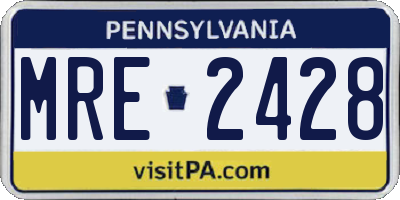 PA license plate MRE2428