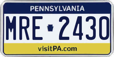 PA license plate MRE2430
