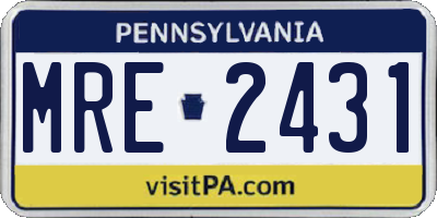 PA license plate MRE2431