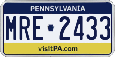 PA license plate MRE2433