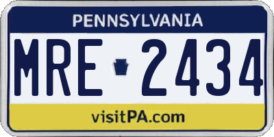PA license plate MRE2434