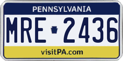 PA license plate MRE2436
