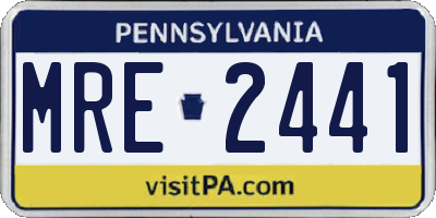 PA license plate MRE2441