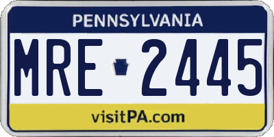 PA license plate MRE2445