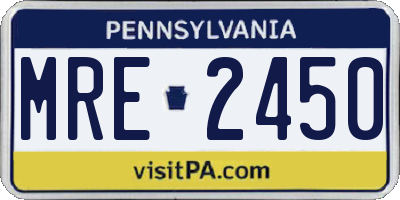 PA license plate MRE2450