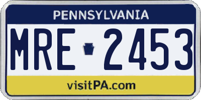 PA license plate MRE2453