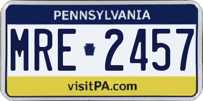 PA license plate MRE2457