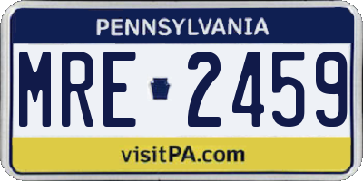 PA license plate MRE2459